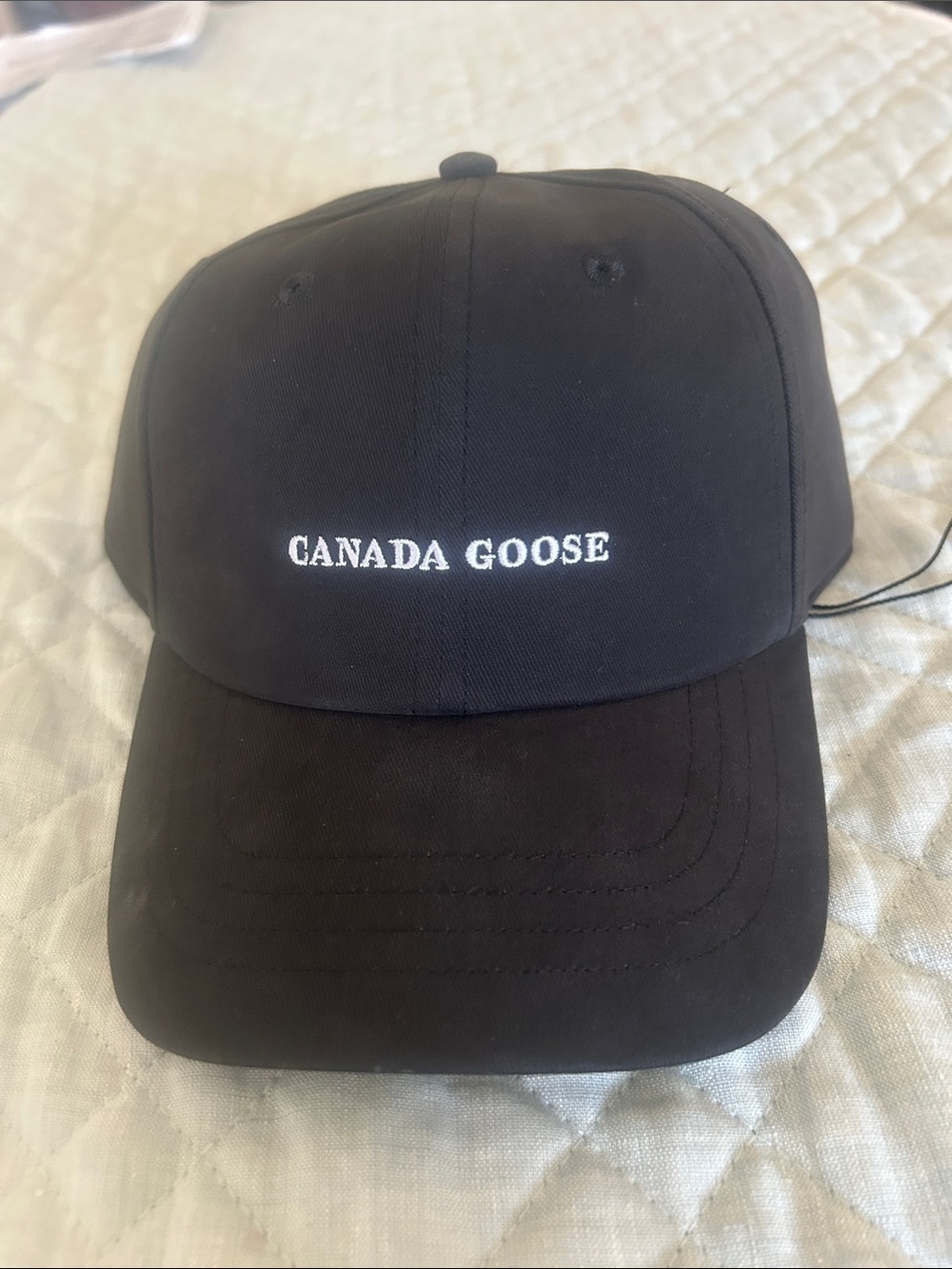 Canada Goose Black Baseball Cap with White Logo Embroidery